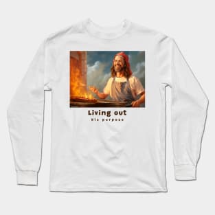 Living out his purpose funny christian mental health Long Sleeve T-Shirt